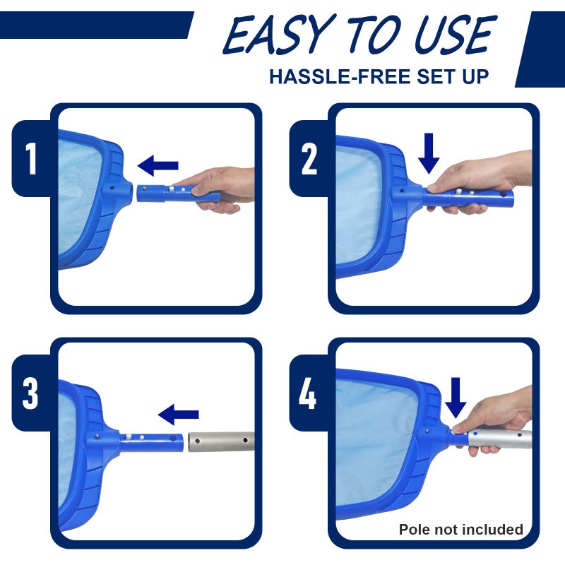 Poolvio Heavy Duty Swimming Pool Leaf Skimmer Net with Strong Reinforced Handle for Cleaning Swimming Pools, Hot Tubs, Spas and Fountains - Image 4