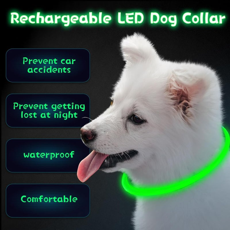 ويووداي Weewooday 3 قطع من طوق الكلب LED المضيء، أطواق كلاب قابلة لإعادة الشحن، أضواء كلاب للمشي ليلاً، أطواق كلاب مضيئة قابلة للتعديل للكلاب الكبيرة والمتوسطة والصغيرة (أخضر، نمط كلاسيكي) - Image 5