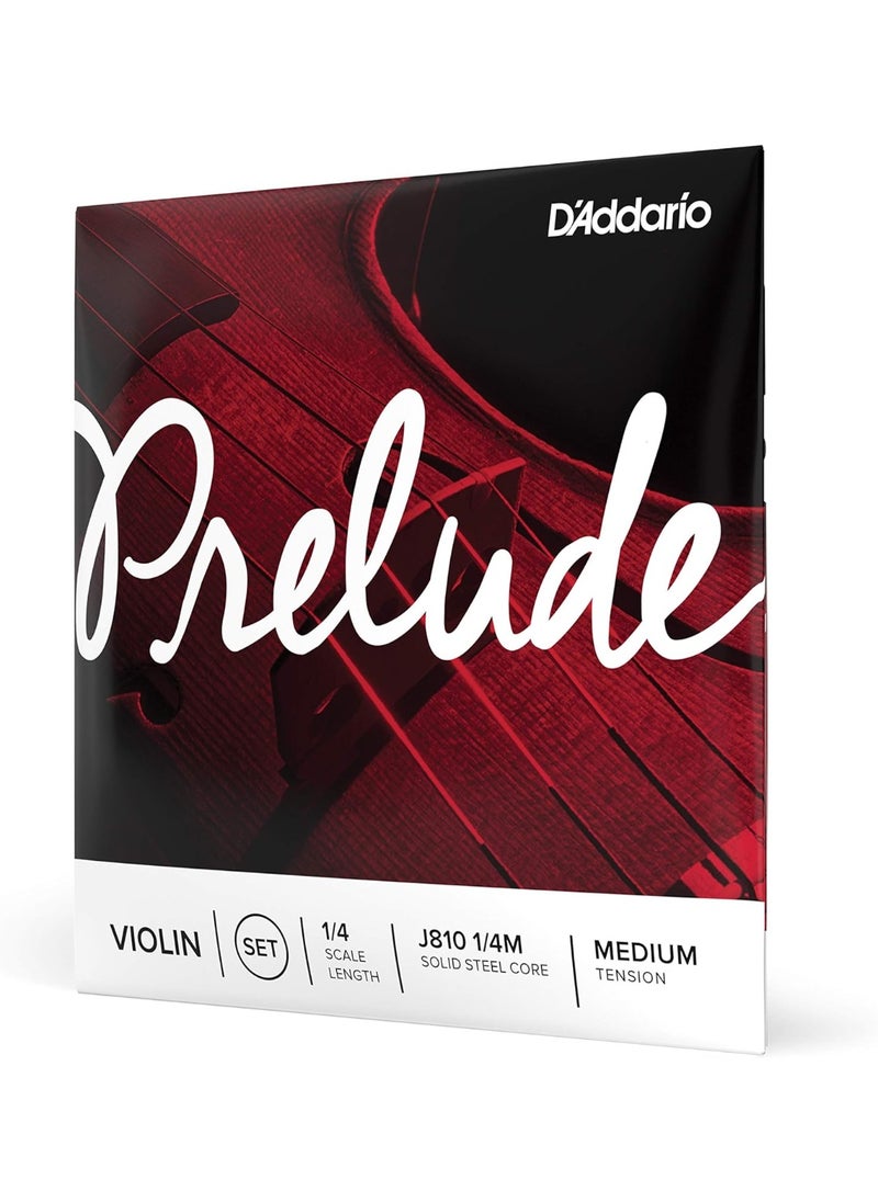 D'Addario D'Addario Prelude Violin String Set, 1/4 Scale, Medium Tension – J810 1/4M - Solid Steel Core, Warm Tone, Economical and Durable – Educator’s Choice for Student Strings – 1 Set  - Image 2