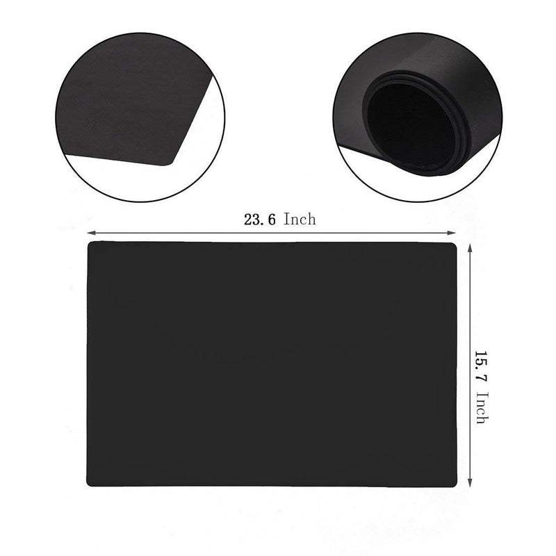 Max2co 23.6'' by 15.7''Flexible Silicone Placemat Non Slip Waterproof Heat Resistant Dinner Table Black 1PCS - Image 2