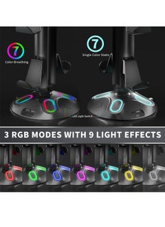 Flash Hawk 3-Layer Controllers Holder Display Stand with RGB Light and USB Ports for Game Controllers/Headsets/Consoles/Mobile Phones Tablet  - Image 4