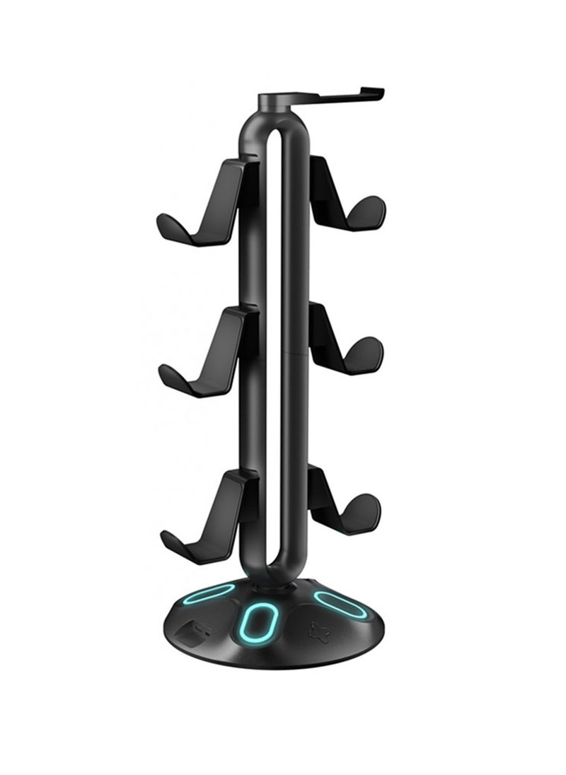 FlashHawk - 3-Layer Controllers Holder Display Stand with RGB Light and USB Ports for Game Controllers/Headsets/Consoles/Mobile Phones Tablet - Image 1