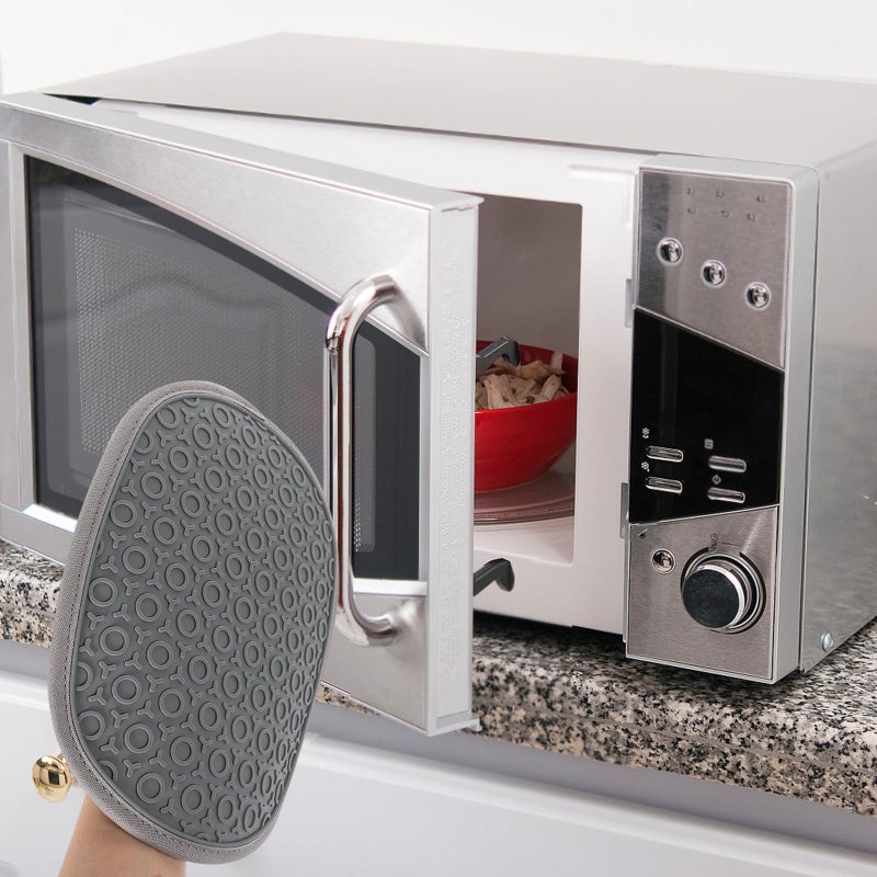 Silicone Heat Insulated Oven Mitts Gray Non Slip Pot Holder Gloves For Baking Cooking - Image 5