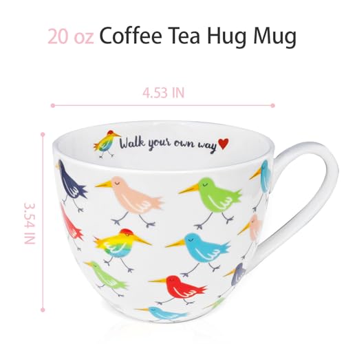 MFoffice Birds Mugs for Daily Coffee and Tea, Premium 20 oz Bone China Coffee Tea Hug Mug, Perfect Holiday and Birthday Gift for Bird Lovers, Designed in England by Harvest Green Studio - Image 3