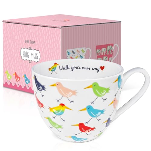 MFoffice Birds Mugs for Daily Coffee and Tea, Premium 20 oz Bone China Coffee Tea Hug Mug, Perfect Holiday and Birthday Gift for Bird Lovers, Designed in England by Harvest Green Studio - Image 2