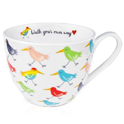 MFoffice Birds Mugs for Daily Coffee and Tea, Premium 20 oz Bone China Coffee Tea Hug Mug, Perfect Holiday and Birthday Gift for Bird Lovers, Designed in England by Harvest Green Studio - Image 1
