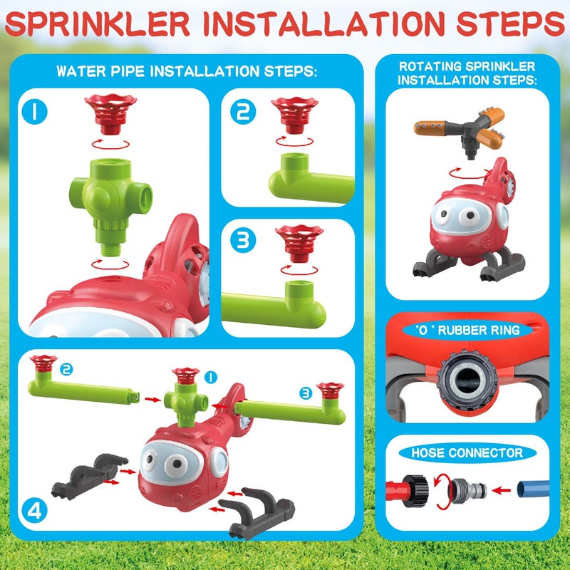 JIMI 4 in 1 Water Sprinklers T Ball Set for Kids and Toddlers  Baseball Sprinkler for Backyard Helicopter Toy Outdoor Game  Attaches to Garden Hose Summer Yard Pool Water Toy - Image 5