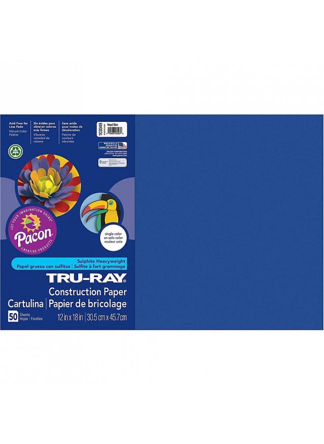 Pacon Tru-Ray® Construction Paper, 50% Recycled, 12" x 18", Royal Blue, Pack Of 50  - Image 4