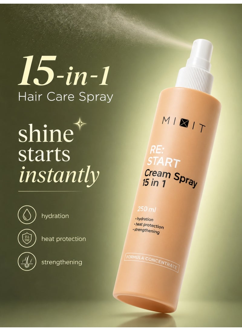 MIXIT RE:START كريم بخاخ للشعر بالكيراتين Perfect Hair متعدد الاستخدامات 15 في 1، واقٍ من الحرارة يُترك على الشعر مع زيت الأرغان، 250 مل - Image 4