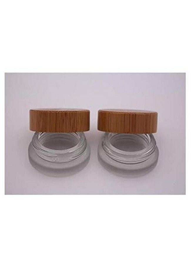 VASANA - 2Pcs 5Ml Mini Empty Refill Frosted Glass Cosmetic Jar Pots With Environmental Bamboo Lid And Pp Liner Travel Sample Packing Container For Makeup Eyeshadow Cream Lotion Contain - Image 1