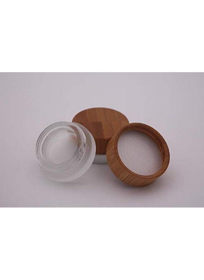 VASANA - 2Pcs 5Ml Mini Empty Refill Frosted Glass Cosmetic Jar Pots With Environmental Bamboo Lid And Pp Liner Travel Sample Packing Container For Makeup Eyeshadow Cream Lotion Contain - Image 1