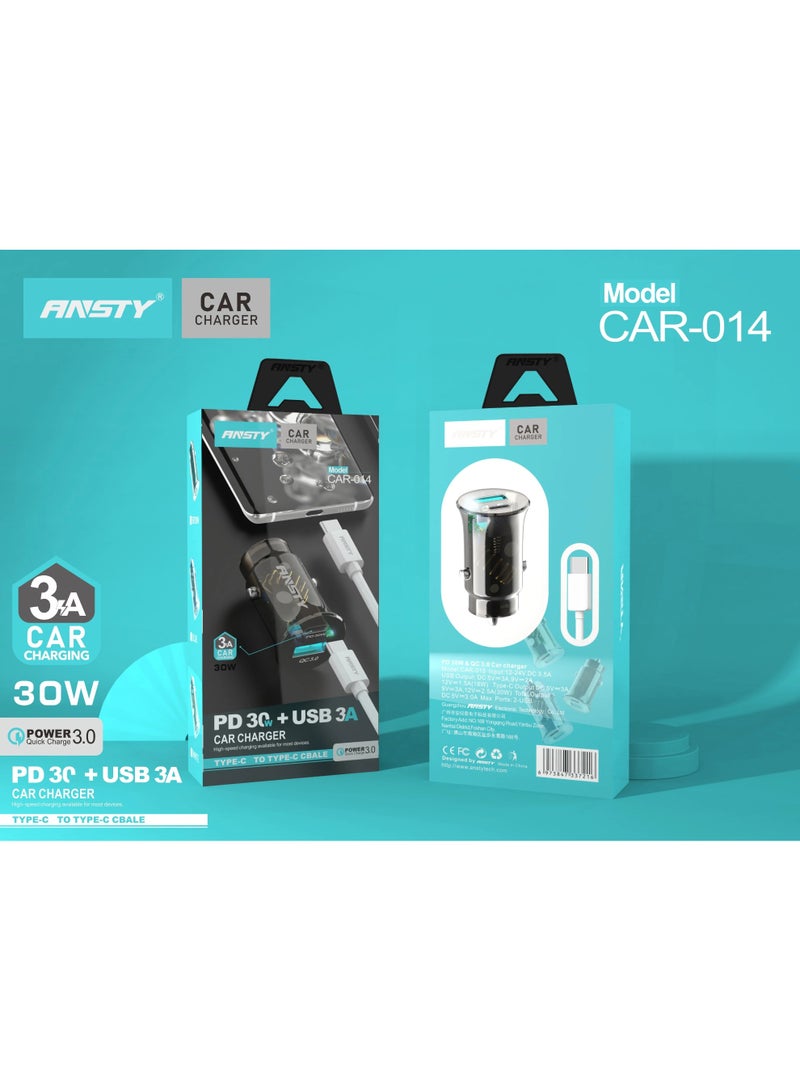 ANSTY CAR-014 PD 30W Dual Port Car Charger - Fast Charging, Intelligent Safety, and Ultra-Compact Metal Design - Image 2