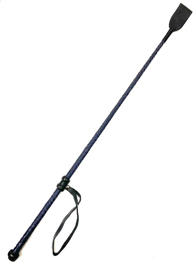 Pets Triangle 27" Leather Braided Whip Ideal for Dog Walking and Dog Training Durable and Will Not Become Slippery Yet Lightweight and Comfortable (Blue) - Image 2