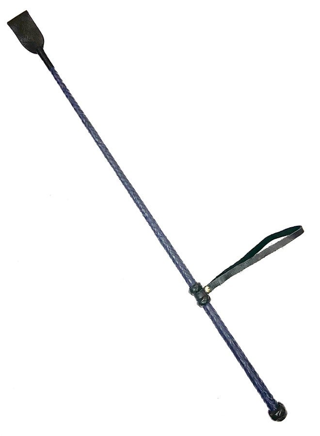 Pets Triangle 27" Leather Braided Whip Ideal for Dog Walking and Dog Training Durable and Will Not Become Slippery Yet Lightweight and Comfortable (Blue) - Image 1