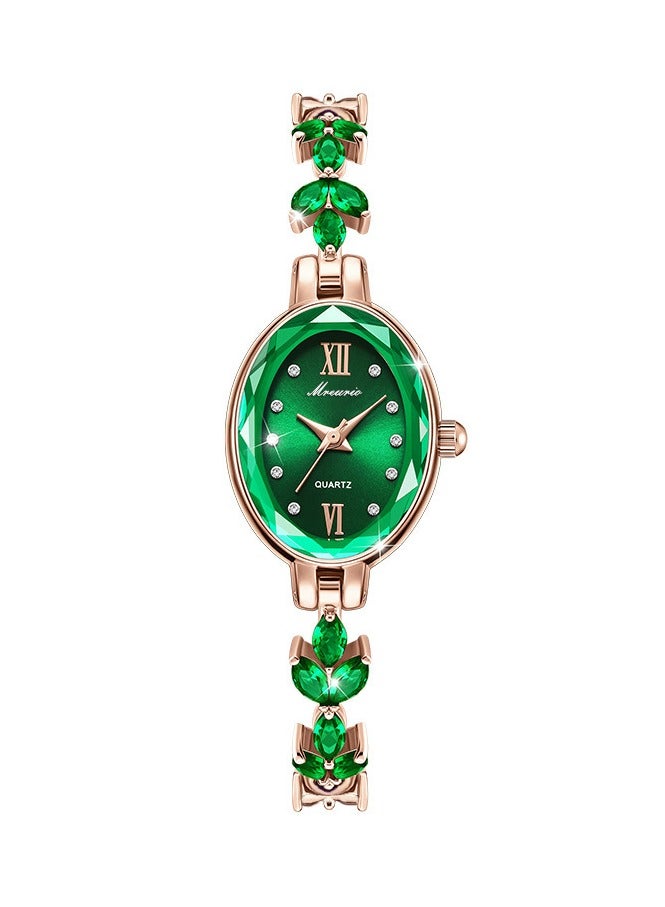 Women Oval Maple Leaf Quartz Watch Fashion Bracelet Jewelry Wristwatch
