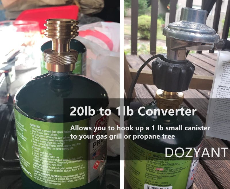 DOZYANT Steak Saver 20lb to 1lb Propane Tank Adapter for Disposable Throwaway Cylinder, Converter Universal 1 Pound / 16.4oz Disposable Small Tank for 20 or 30lb LP Gas Big Tank - Image 5