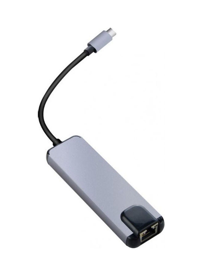 موزع USB Type C ‏5 في 1 ومحول USB C إلى HDMI ويحتوي على منفذ جيجابت إيثرنت Rj45 ‏LAN ومنفذ شاحن Thunderbolt 3 وUSB_C لجهاز ماك بوك برو رمادي - Image 2