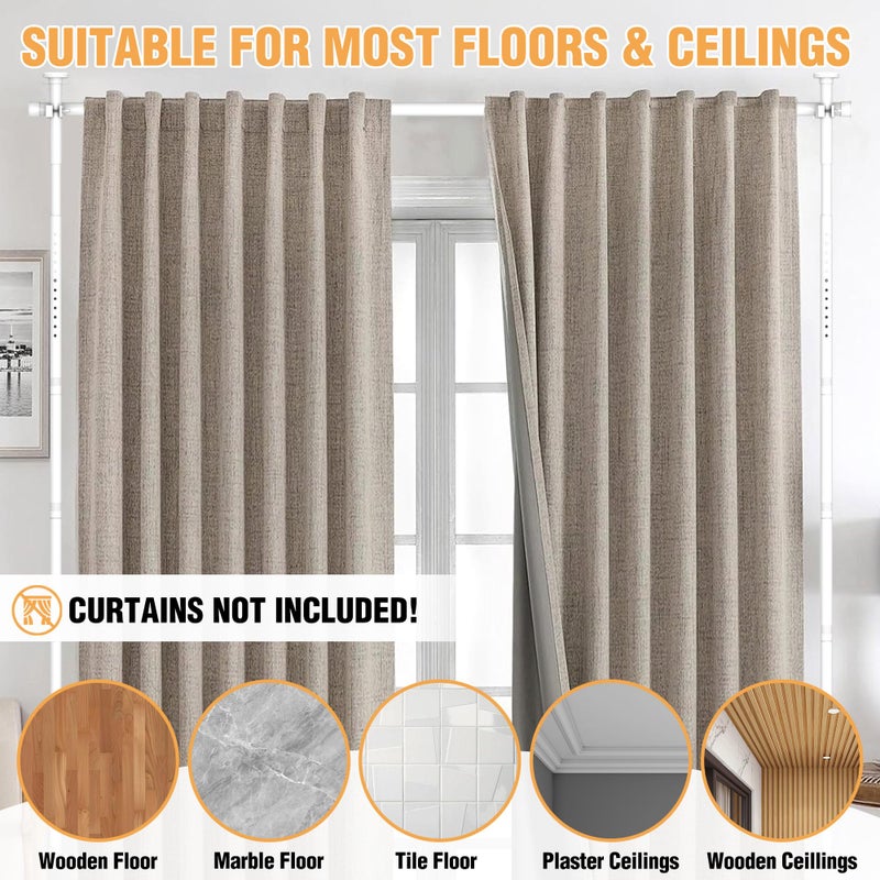 AKTOP Room Divider Curtain Rod, No Drilling Privacy Room Separator for Space Partition, 4-10.5ft(H) 29-73â€(W) Adjustable Heavy Duty Floor to Ceiling Wall Divider Tension Rod for Room Separation, White - Image 5