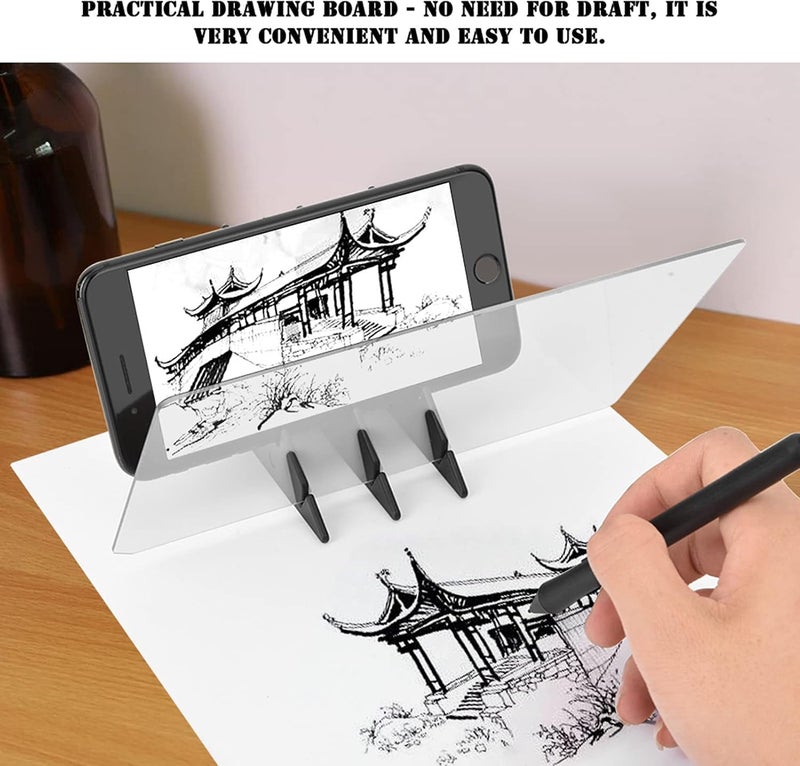 كلاراكو لوحة رسم، لوحة استنسل محمولة، صندوق إضاءة، لوحة رسم تتبعية، مرآة انعكاس، هاتف، تعتيم، نسخ، رسم، حدود فنية، أداة رسم للرسامين والفنانين - Image 2