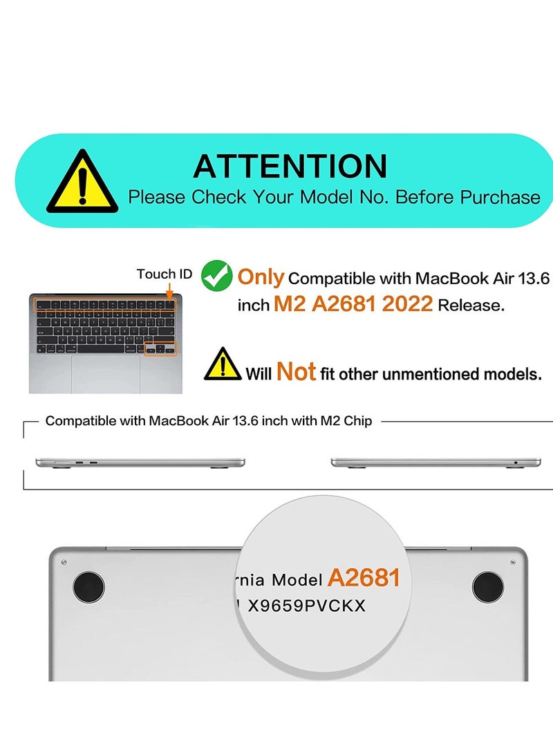 Mosiso MacBook Air 13.6 inch Case 2022 2023 Release A2681 M2 Chip with Liquid Retina Display & Touch ID Protective Plastic Hard Shell Case Cover Black - Image 4