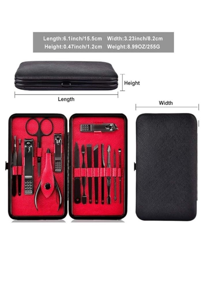 Cool Baby COOLBABY Unisex Nail Clippers Set, Pedicure & Manicure Tool Kit  Professional Grooming Set for Men and Women with Stylish and Elegant Luxurious Travel Case Travel Manicure Set RED 15pcs  - Image 2