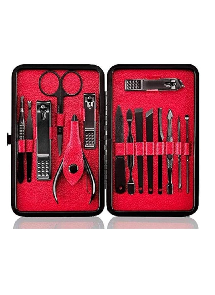 Cool Baby COOLBABY Unisex Nail Clippers Set, Pedicure & Manicure Tool Kit  Professional Grooming Set for Men and Women with Stylish and Elegant Luxurious Travel Case Travel Manicure Set RED 15pcs  - Image 3