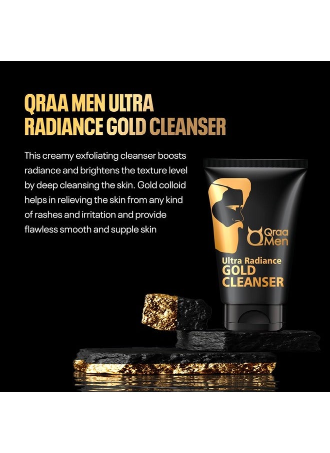 Qraa Men Gold Face Wash With 24K Gold | Deep Cleansing, Anti-Ageing, Skin Brightening And Whitening Face Cleanser-100G  - Image 1