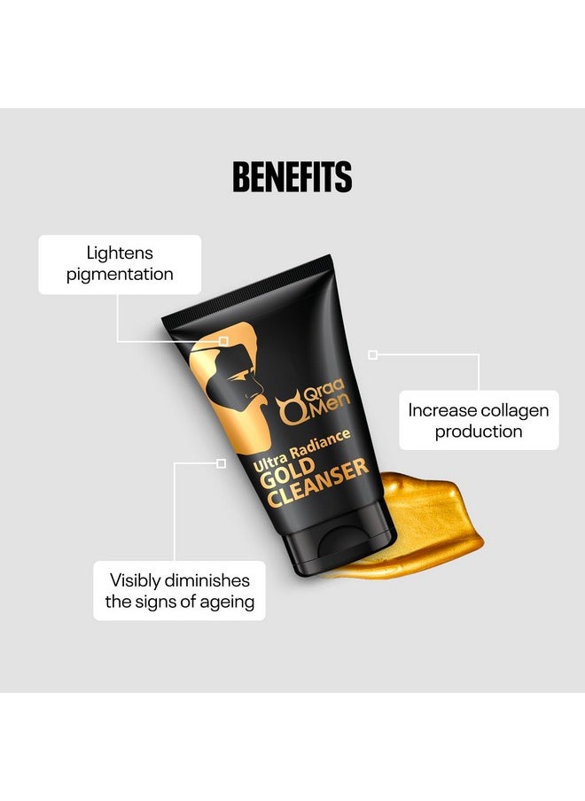 Qraa Men Gold Face Wash With 24K Gold | Deep Cleansing, Anti-Ageing, Skin Brightening And Whitening Face Cleanser-100G  - Image 2