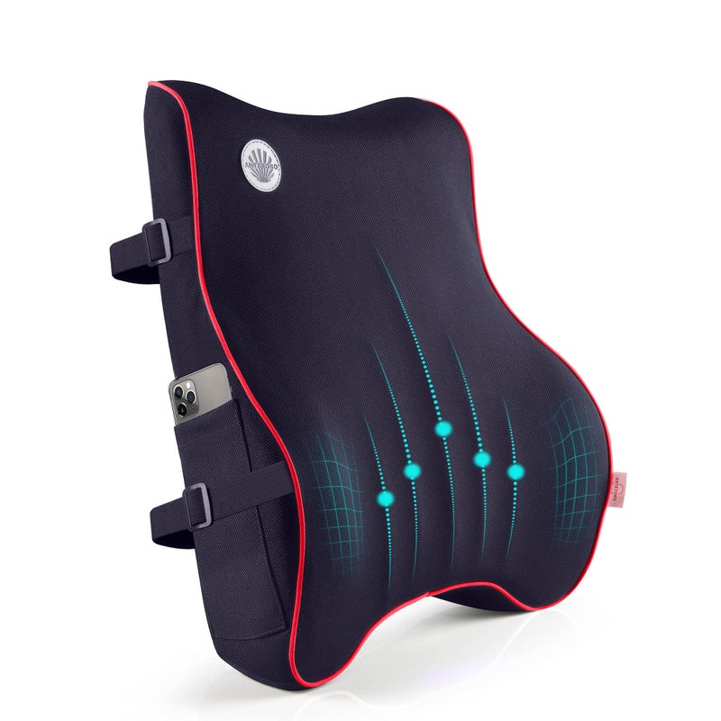 ANTETOKO وسادة دعم أسفل الظهر من رغوة الذاكرة لدعم الظهر لمقعد المكتب ومقعد الكمبيوتر ومقعد السيارة ومقعد الاسترخاء والأريكة مع غطاء شبكي ثلاثي الأبعاد قابل للتنفس وتصميم مريح لراحة الظهر من أجل تخفيف آلام الظهر