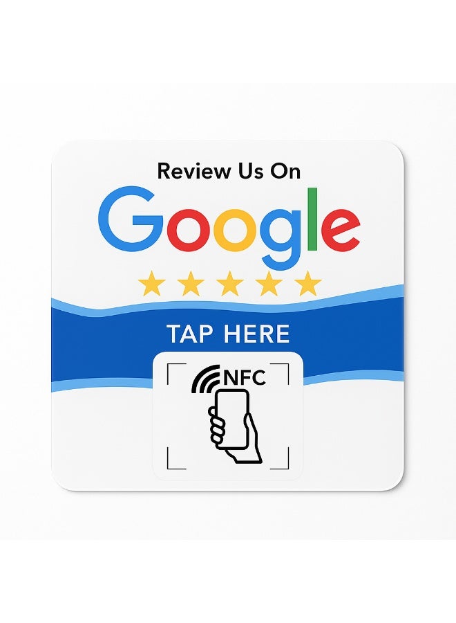 جوجل NFC Google مراجعة الاكريليك الشائكة فوب 3M لاصق في الخلف ، اضغط وشارك (مربع أبيض) - Image 1