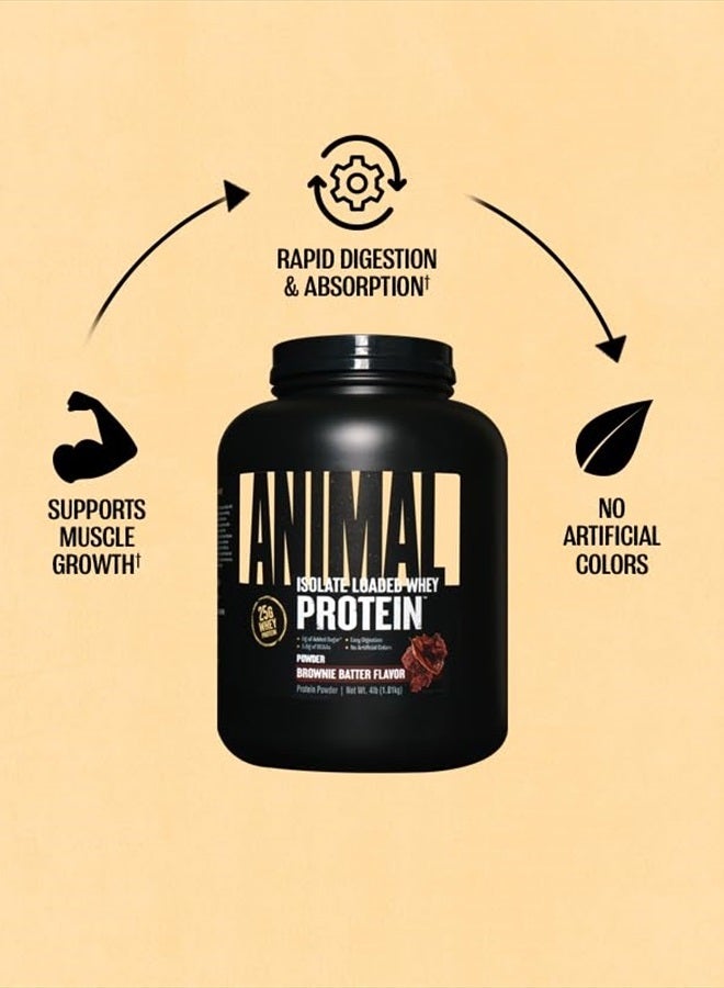 ANIMAL Whey Isolate Protein Powder - Loaded for Pre & Post Workout Muscle Builder and Recovery with Digestive Enzymes for Men & Women - 25g Protein, Great Taste, Low Sugar - Brownie Batter 4 lbs - Image 4
