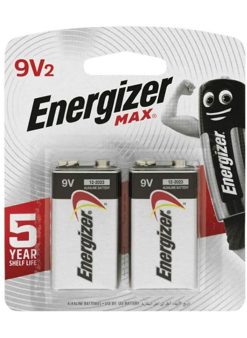 Energizer 9V Square Max Alkaline Batteries 522 BP2