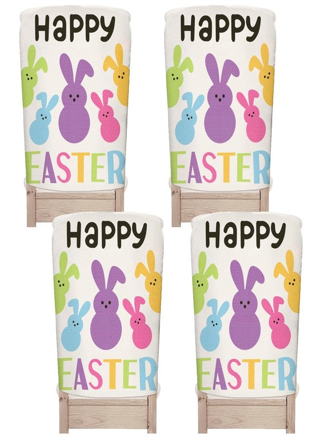 وولاين مجموعة أغطية كراسي عيد الفصح السعيد من والين، 4 قطع، بتصميم أرنب كرتوني لطيف، قابلة للغسل، بألوان زاهية، لحماية كراسي الطعام، مثالية لفصل الربيع وعطلات المنزل والمطبخ. - Image 1