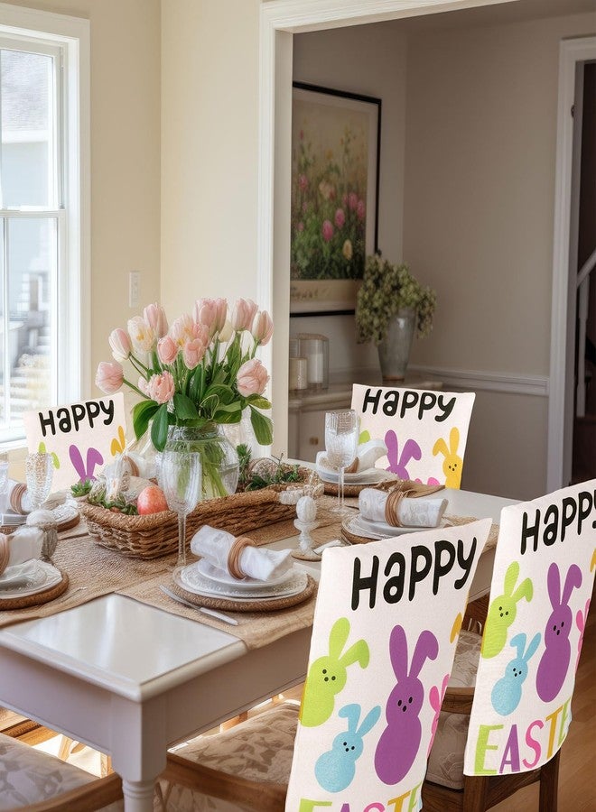 وولاين مجموعة أغطية كراسي عيد الفصح السعيد من والين، 4 قطع، بتصميم أرنب كرتوني لطيف، قابلة للغسل، بألوان زاهية، لحماية كراسي الطعام، مثالية لفصل الربيع وعطلات المنزل والمطبخ. - Image 5