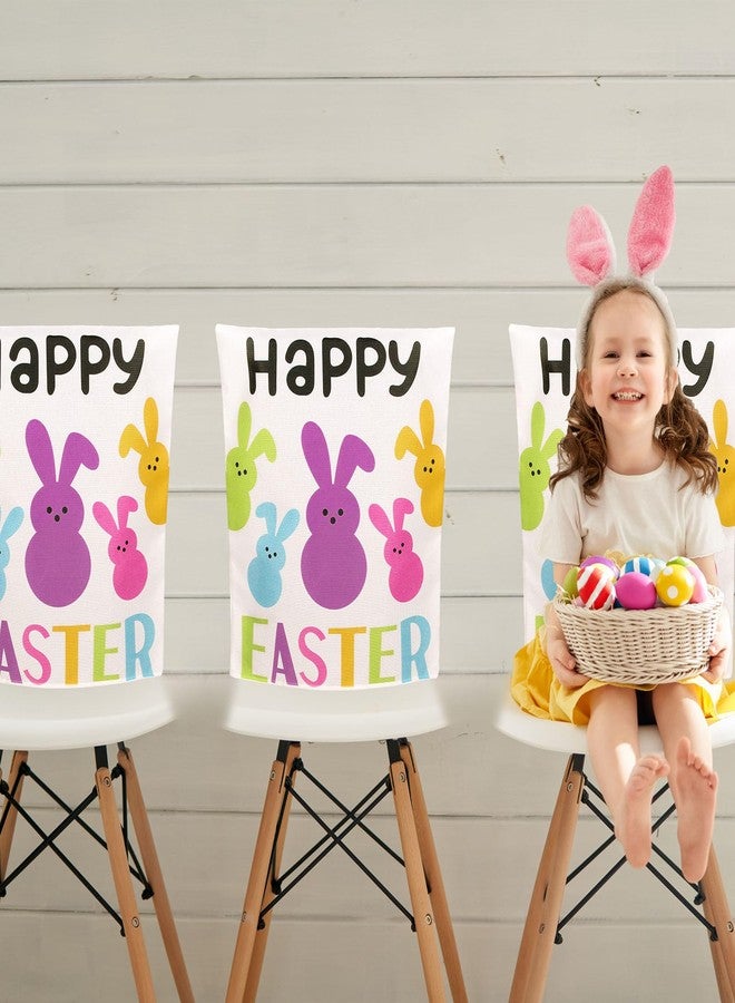 وولاين مجموعة أغطية كراسي عيد الفصح السعيد من والين، 4 قطع، بتصميم أرنب كرتوني لطيف، قابلة للغسل، بألوان زاهية، لحماية كراسي الطعام، مثالية لفصل الربيع وعطلات المنزل والمطبخ. - Image 4