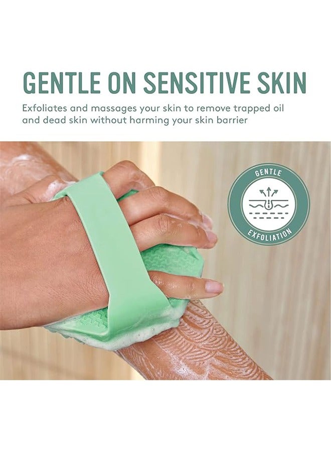 مقشر الجسم المصنوع من السيليكون، مقشر للجسم بمقبض مانع للانزلاق، فرشاة للجسم من السيليكون بشعيرات سيليكون ناعمة للاستحمام، فرشاة تنظيف مقشر الاستحمام للبشرة الحساسة (أخضر) - Image 3
