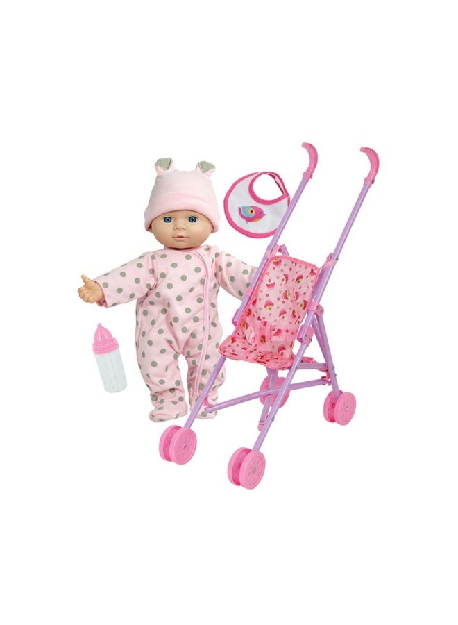 Basic Baby Doll With Stroller Set NB909012 13inch - Image 1