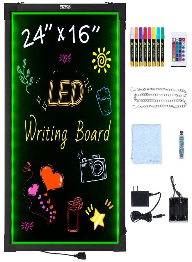 فيفور لوحة كتابة رسائل LED من VEVOR، مقاس 24 × 16 بوصة، سبورة مضيئة قابلة للمسح، لوحة عرض قائمة طعام بتأثير نيون، لوحة رسم مع 8 أقلام طباشير فلورسنت وجهاز تحكم عن بعد، للمنزل وحفلات الزفاف والمتاجر - Image 1