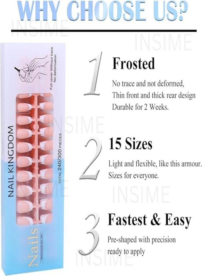 INSIME French nails press on Artificial nails for women | Korean Fake nails set Short pink nails extension for Women & girls | Reusable Pep Nails, Stick on false nails for girls - Image 4