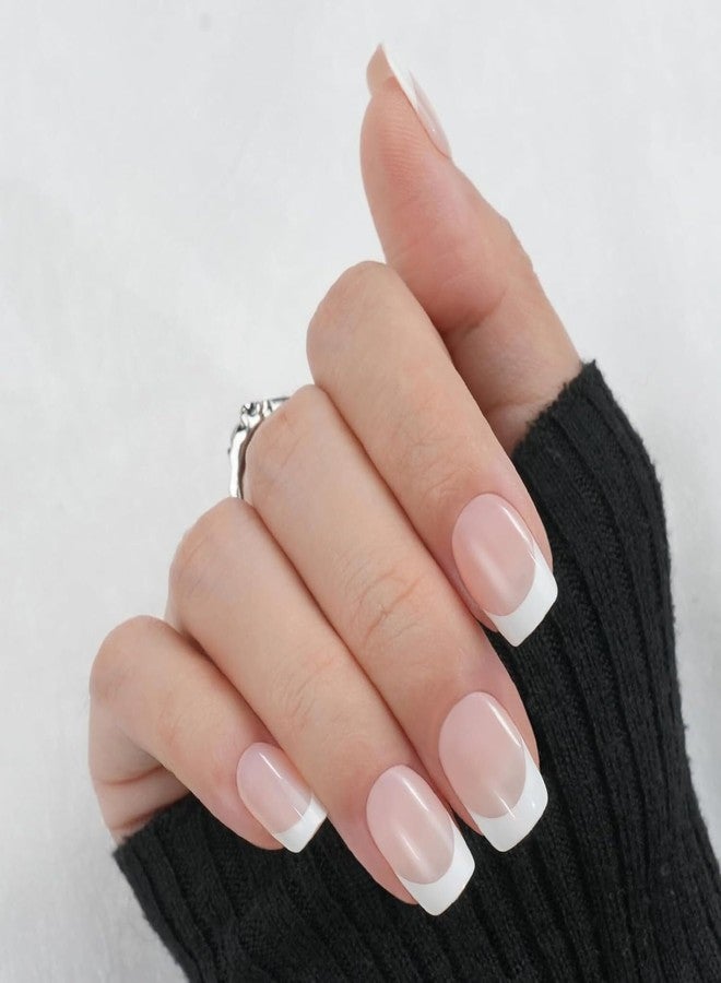 INSIME French nails press on Artificial nails for women | Korean Fake nails set Short pink nails extension for Women & girls | Reusable Pep Nails, Stick on false nails for girls - Image 1