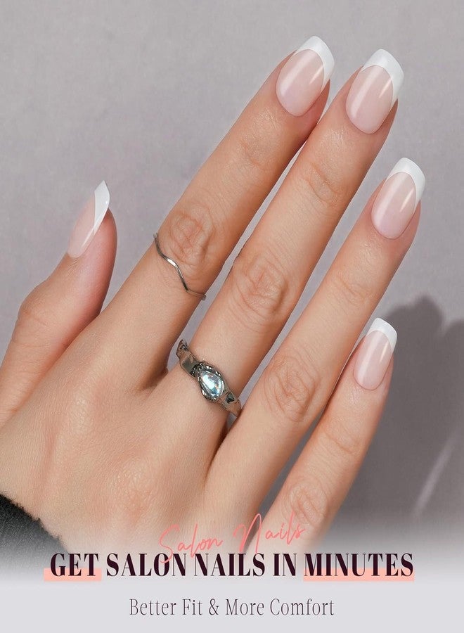 INSIME French nails press on Artificial nails for women | Korean Fake nails set Short pink nails extension for Women & girls | Reusable Pep Nails, Stick on false nails for girls - Image 5