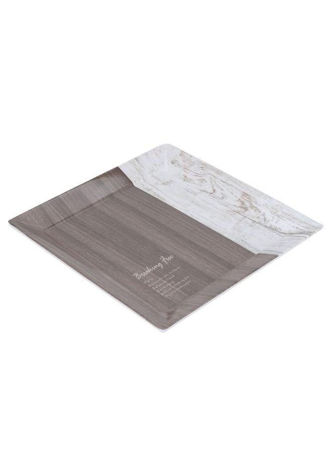 Alsaif Plastic Serving Tray 23 X 23 X 3 Cm Square White Brown  - Image 2