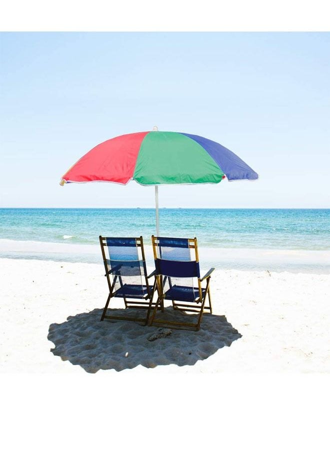 Generic - 6.5ft twice folded compact Portable beach umbrella with sand anchor windproof, Push Button Tilt Air vent UV 50+ Protection Fits in a large Suitcase for travel Patio Garden Pool Backyard Sky - Image 1