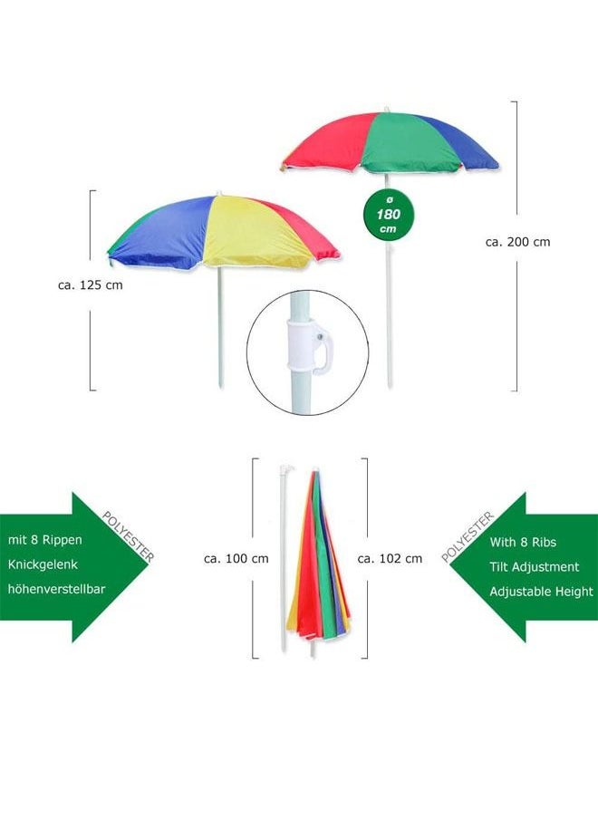 Generic - 6.5ft twice folded compact Portable beach umbrella with sand anchor windproof, Push Button Tilt Air vent UV 50+ Protection Fits in a large Suitcase for travel Patio Garden Pool Backyard Sky - Image 1