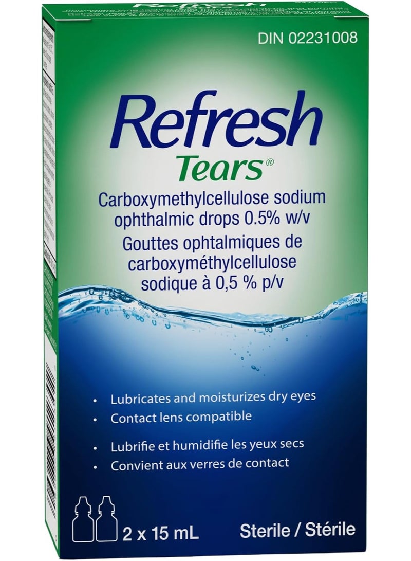 ريفريش محلول ريفرش تيرز للعين، قطرات مرطبة للعين لتخفيف جفاف العين، متوافقة مع العدسات، 2 × 15 مل - Image 4