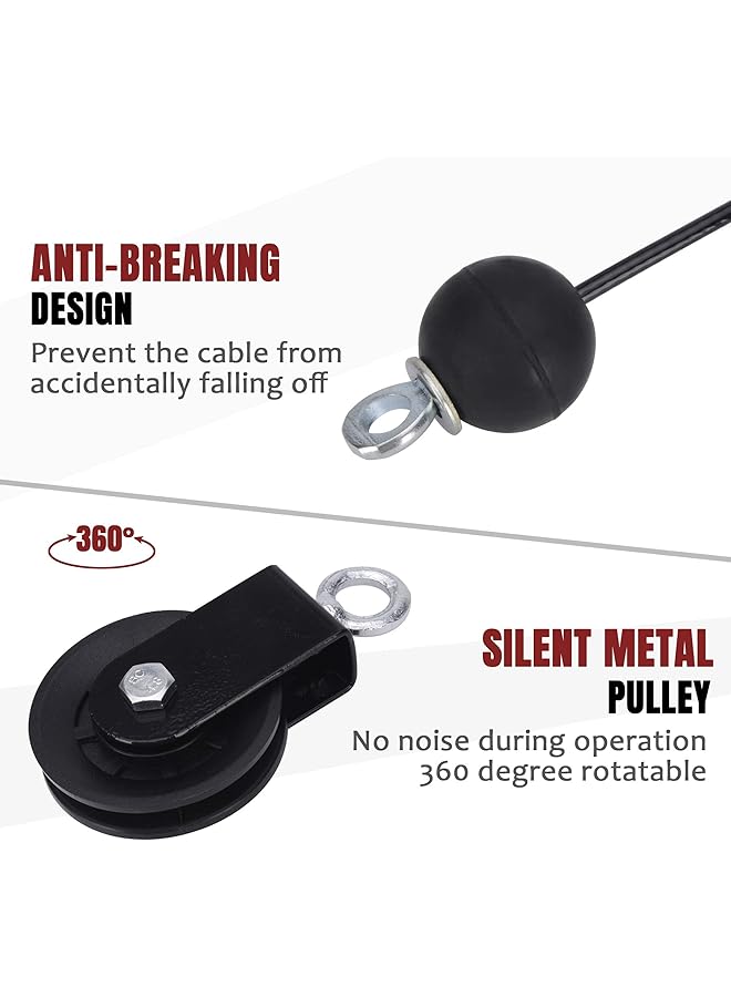 erorex Pulley System Gym, Home Cable Pulley System With Silent Pulley, Tricep Rope, Straight Bar, 2 Cables, Upgrad Loading Pin, 3 Hoist Buckles And Hanging Strap, Home Gym Equipment For Core Routine - Image 4