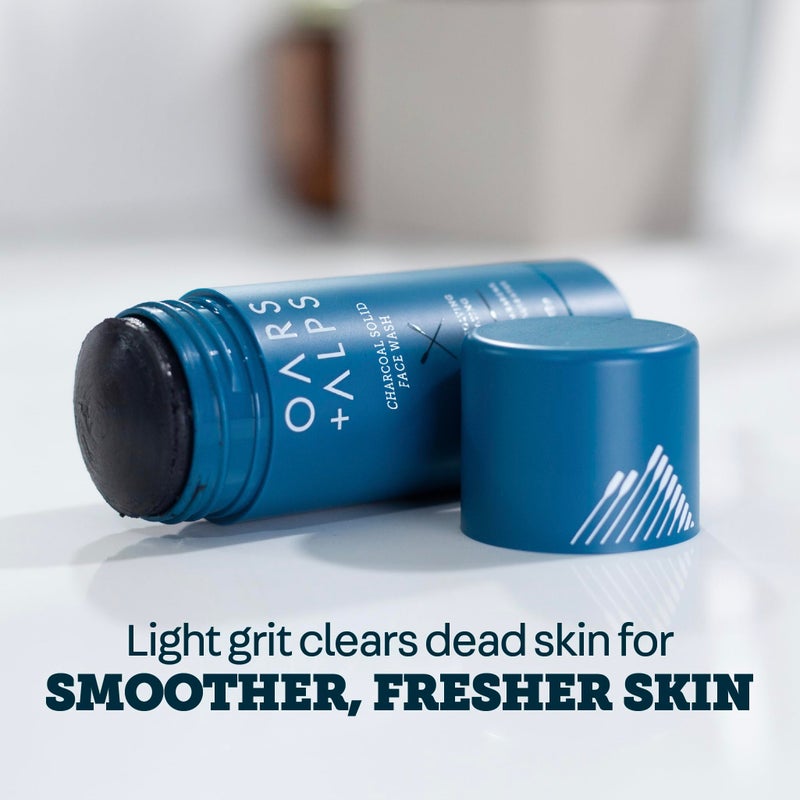 Oars + Alps Exfoliating Face Wash Stick, 2-in-1 Facial Cleanser & Face Exfoliant with Activated Charcoal, Alpine Moss, Dermatologist Tested, Spill Free, Travel Size, 1.2 Oz - Image 4