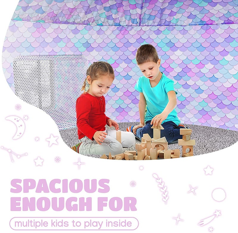 Skywin Air Tent for Kids (77â€ x 50â€) Builds in 30 Sec, Toddler Tents Indoor for Imaginative Play, Spacious Kids Forts Indoor Playhouse for Boys & Girls Ages 3-14 (Fan Not Incl) (Dream Castle Den) - Image 4