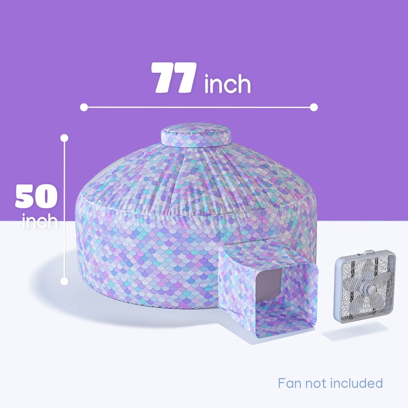 Skywin Air Tent for Kids (77â€ x 50â€) Builds in 30 Sec, Toddler Tents Indoor for Imaginative Play, Spacious Kids Forts Indoor Playhouse for Boys & Girls Ages 3-14 (Fan Not Incl) (Dream Castle Den) - Image 2