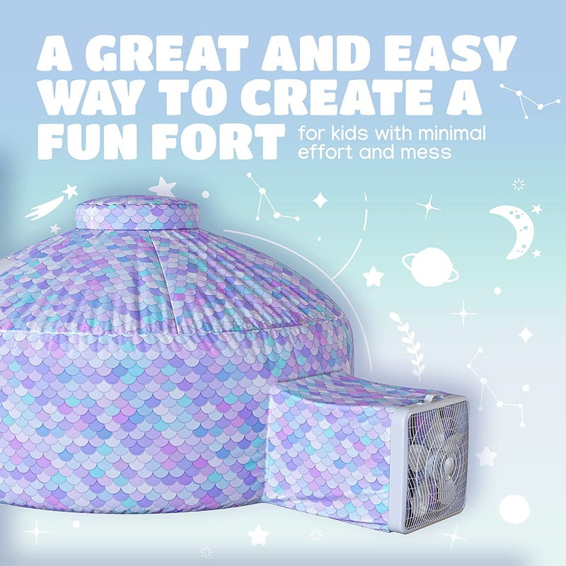 Skywin Air Tent for Kids (77â€ x 50â€) Builds in 30 Sec, Toddler Tents Indoor for Imaginative Play, Spacious Kids Forts Indoor Playhouse for Boys & Girls Ages 3-14 (Fan Not Incl) (Dream Castle Den) - Image 3